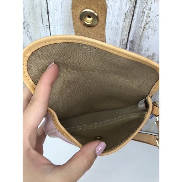 Y2K Gen Z Dooney & Bourke Mini Pink Polka Dot Canvas Wristlet Pouch Clutch VTG - Picture 6 of 9